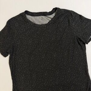 Skechers Women's Black Speckled Print T-Shirt Short Sleeve Athletic Tee Large